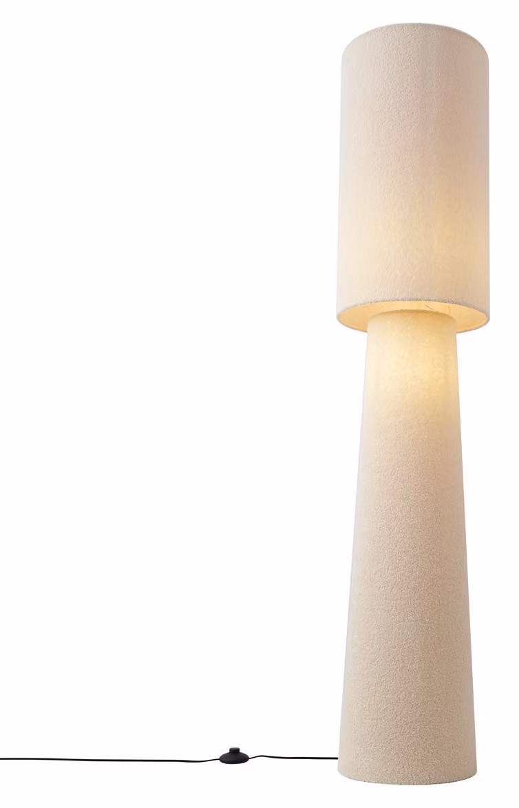 Lampa podłogowa Japandi Beżowa Tkanina Teddy 2-źródła światła - Trompet