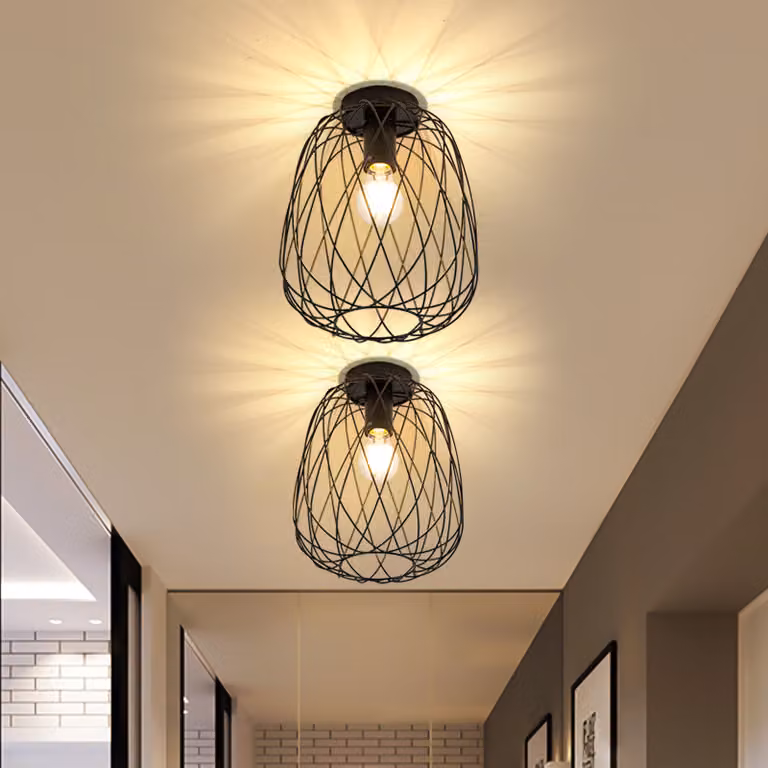 ZMH lampa sufitowa czarna reflektor sufitowy vintage lampa sufitowa 1 płomień E27 uchwyt lampy lampa metalowa sufit jadalnia klatka lampa pojedyncza do salonu kuchnia sypialnia korytarz Max.40W Ø 20cm