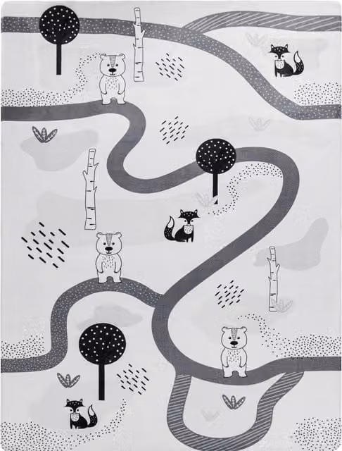 Zmywalny dywan dla dzieci Chiko biało-szary o wzorze zwierzęcym W x S: 80 x 150 cm
