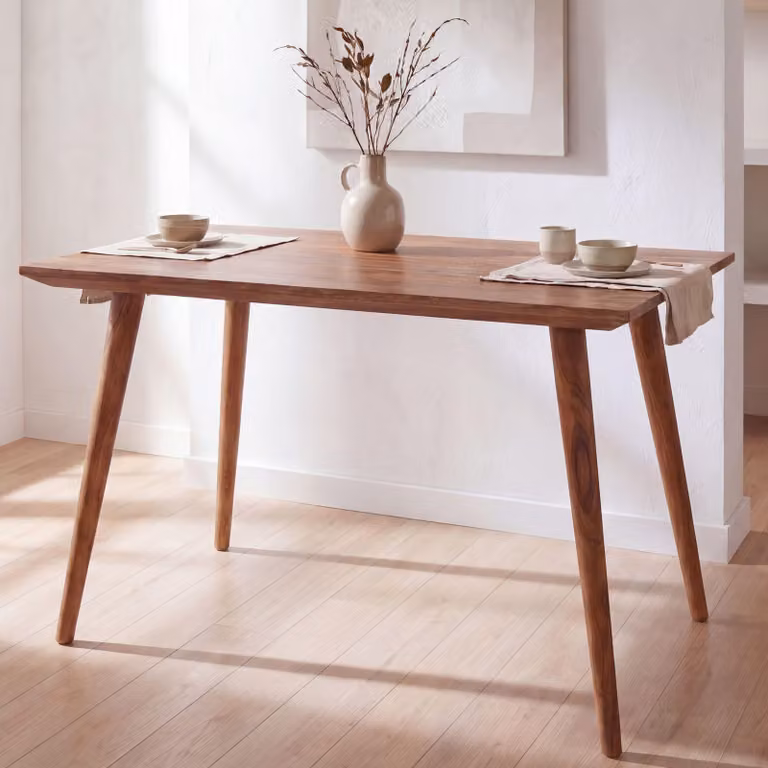 FineBuy – prostokątny stół jadalny 120 cm z litego drewna sheesham – designerski stół jadalny dla 4–6 osób – stół kuchenny w stylu rustykalnym – stół z litego drewna w stylu rustykalnym