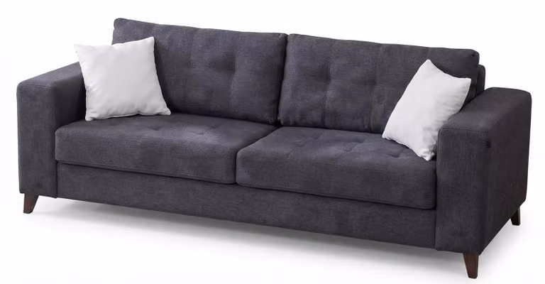 Sofa 3-osobowa, szara, tapicerowana tkaniną, nowoczesny design, wygodna, meble tapicerowane