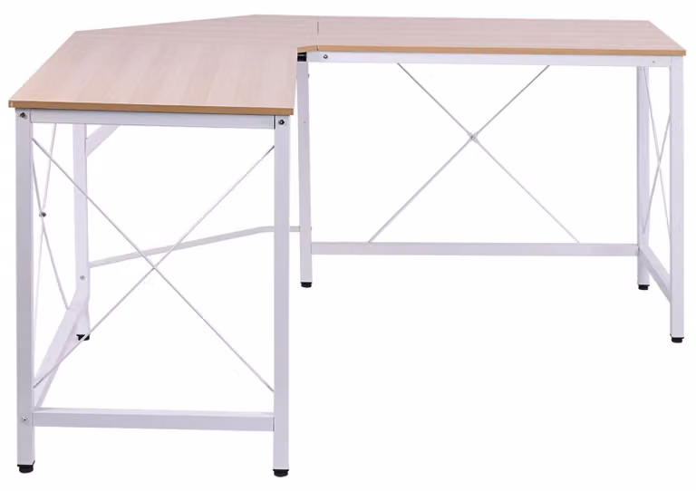 Biurko narożne w kształcie litery L - 150x150x76 cm - MDF, kolor naturalny - Meble do biura domowego - Biurko, miejsce pracy
