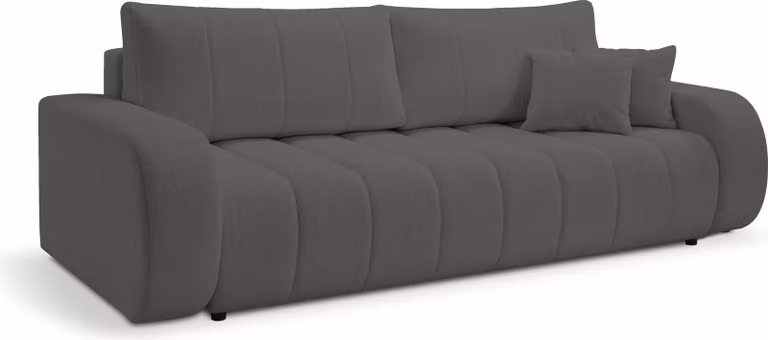 DomoHome BALOO rozkładana sofa z funkcją spania, rozkładana sofa - Nowoczesna sofa z pojemnikiem na pościel i schowkiem, powierzchnia spania 144x200 cm, meble do salonu, wymiary: 248x88x105 cm, w kolorze ciemnoszarym