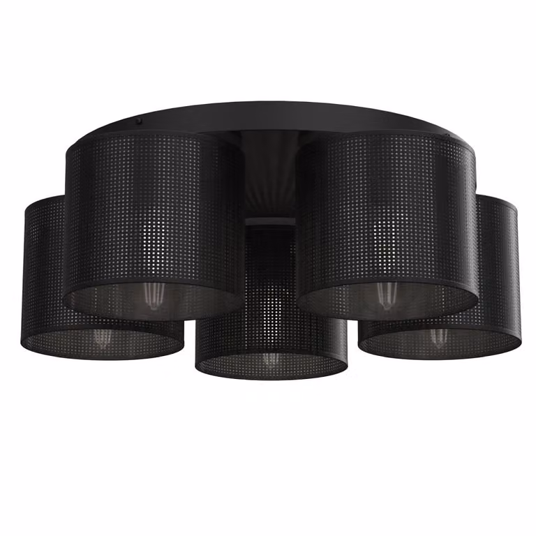 Lampa sufitowa loftowa okrągła 5 abażurów czarna siateczka Loft shade 5xE27 15W Luminex