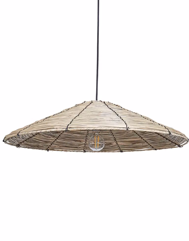 BELIANI Lampa wisząca naturalna trawa morska klosz czarna podstawa żelazna lampa sufitowa boho oświetlenie do salonu jadalni