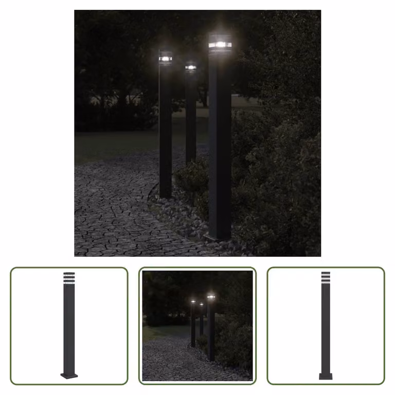 The Living Store oświetlenie ścieżki czarne 110 cm aluminium