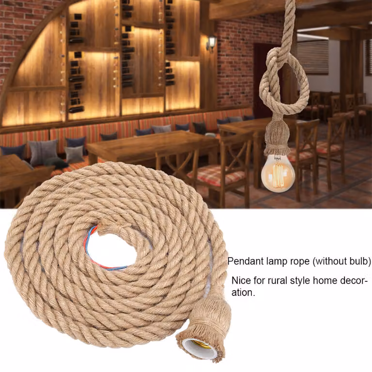 3m E27 Vintage Hemp Rope Lampa sufitowa Podstawa lampy wiszącej Oprawka żarówki 85-265V