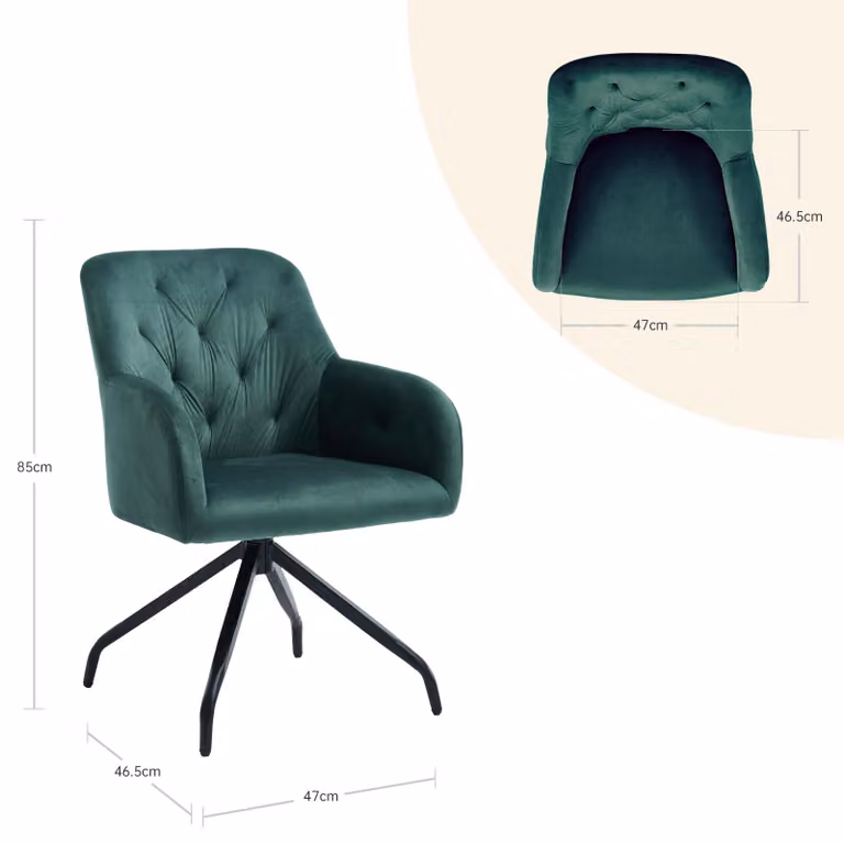 Zestaw 2 krzeseł do jadalni – Zielone krzesła kuchenne z tapicerowanym siedziskiem – Styl mid-century