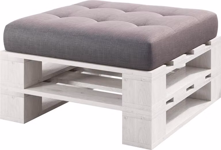 Lermowood Meble z Palet Mp Stołek 80 x 60 x 40 cm Biały | Euro Palety Meble Ogrodowe Do Wnętrz i Na Zewnątrz Drewniane Meble Ogrodowe Zestaw Mebli Ogrodowych Meble Tarasowe Balkonowe Loft Style Palety