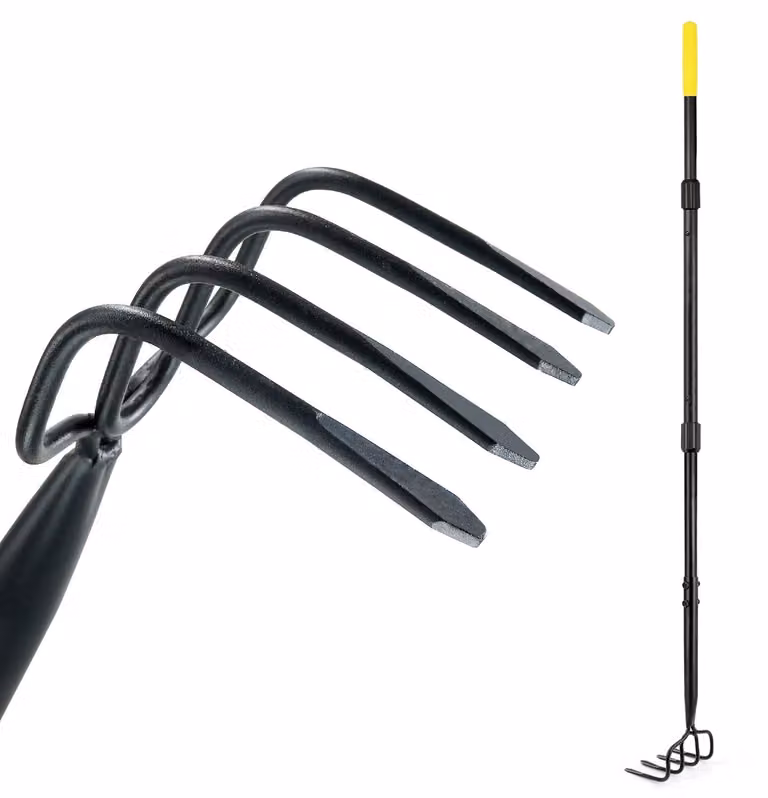 Motyka ogrodnicza 4-Zinken, 150 cm, ręczna motyka z głowicą stalową