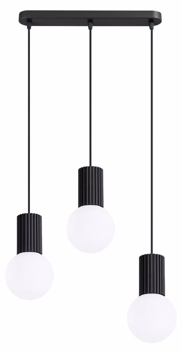 Lampa wisząca HALO 3L, czarna, 3 x G9, 8W, aluminium/szkło, wymiary: 120x6x40 cm, producent: Sollux Lighting