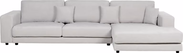 BELIANI Narożnik lewostronny 4-osobowy jasnoszary tapicerowany sofa narożna dodatkowe poduszki minimalistyczny styl