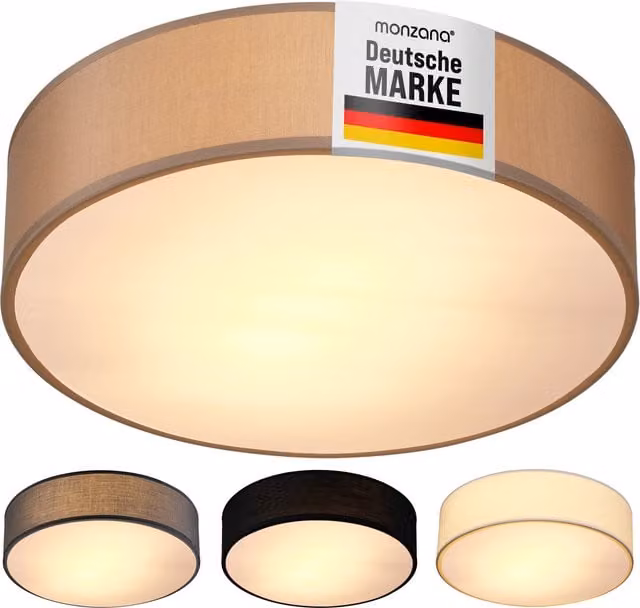 Lampa sufitowa monzana® w kolorze beżowym z tkaniny, Średnica: 38 cm