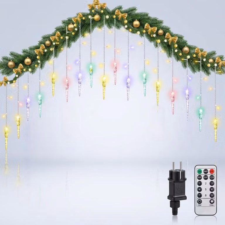 ZEWETO Zewnętrzna kurtyna świetlna, lampki LED, łańcuchy świetlne, krople LED, 10 m, 360 diod LED, dekoracja świąteczna