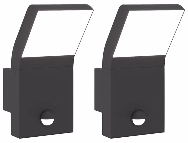 vidaXL Zewnętrzne kinkiety LED z czujnikiem 2 szt. czarny odlew aluminiowy