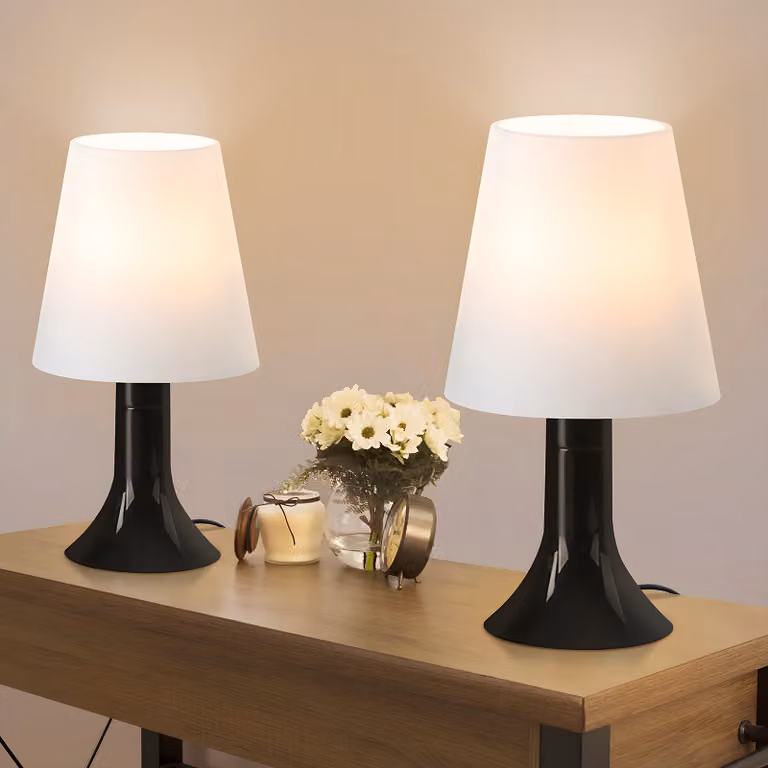 ZMH lampka nocna lampa stołowa do salonu z kablem lampa stołowa zestaw 2 małych lampek czarna E14 lampy stołowe nowoczesny styl wiejski do jadalni sypialni bez żarówki