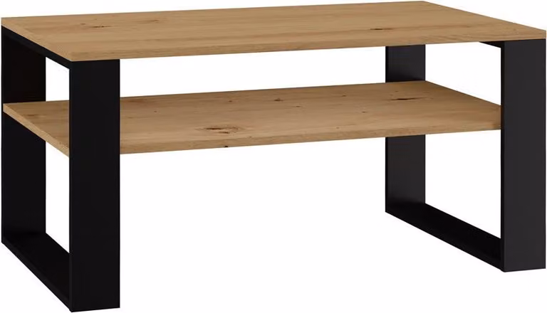 Nowoczesny stolik kawowy „MODERN 1P” z półką – Artisan Oak i czarny | Kolor: Artisan Oak – czarny