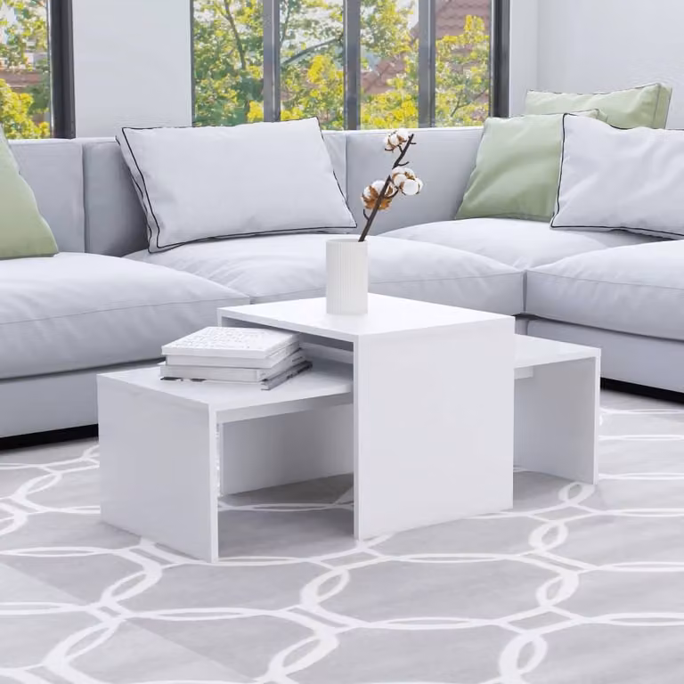 Maison Exclusive – zestaw stolików kawowych, biały, 100 x 48 x 40 cm, materiał drewnopochodny