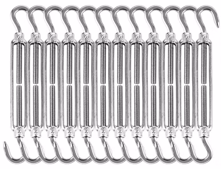 Elzusha - Zestaw 12 napinaczy kabli ze stali nierdzewnej, gwint M8 x 192 mm, z haczykami