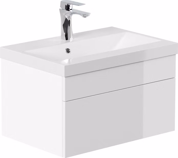 HOME DELUXE - Zestaw mebli łazienkowych - WANGEROOGE biały - Mały - zawiera umywalkę i kompletne akcesoria - Rozmiar umywalki: ok. 60 cm I Meble łazienkowe Umywalka Zestaw mebli łazienkowych