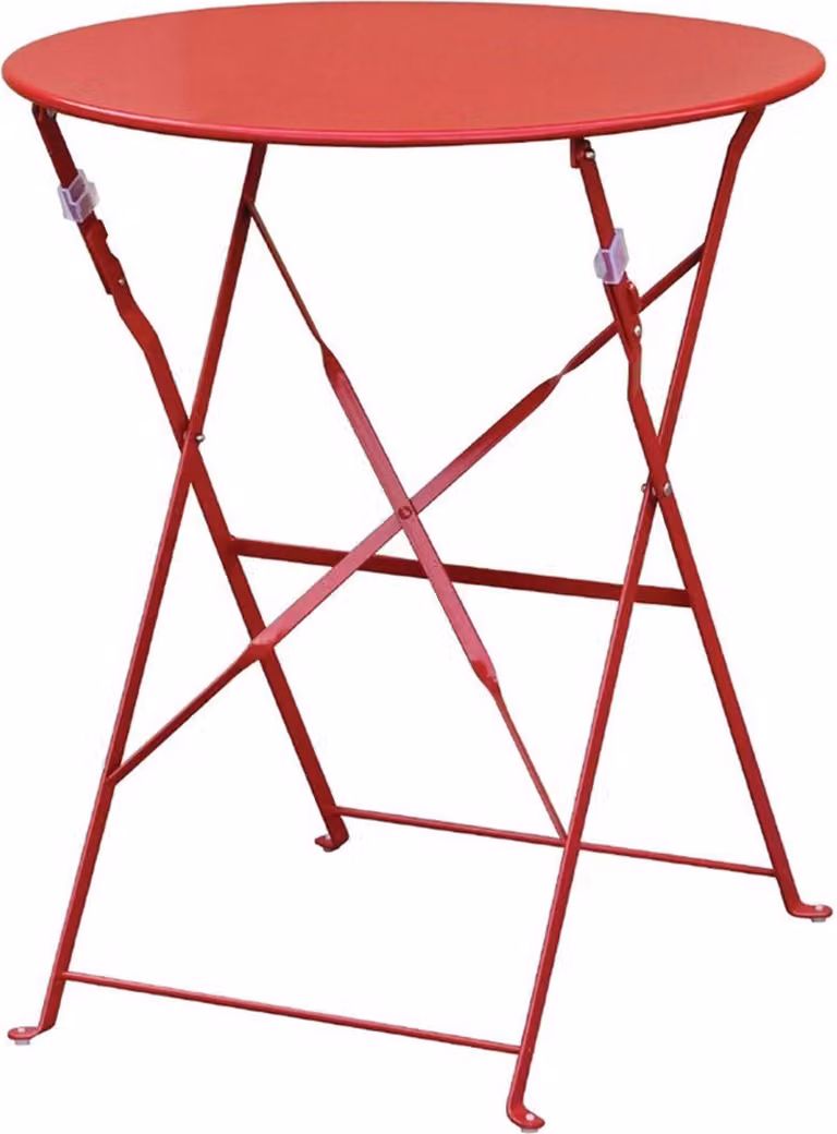 Okrągły składany stół ogrodowy Bolero, stalowy, czerwony, 60 cm