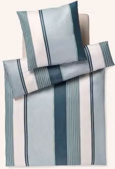 Komplet pościeli Joop! w kolorze zielonym z poszewką na poduszkę 80x80 cm i poszewką na kołdrę, wykonany z bawełny mako satin w paski