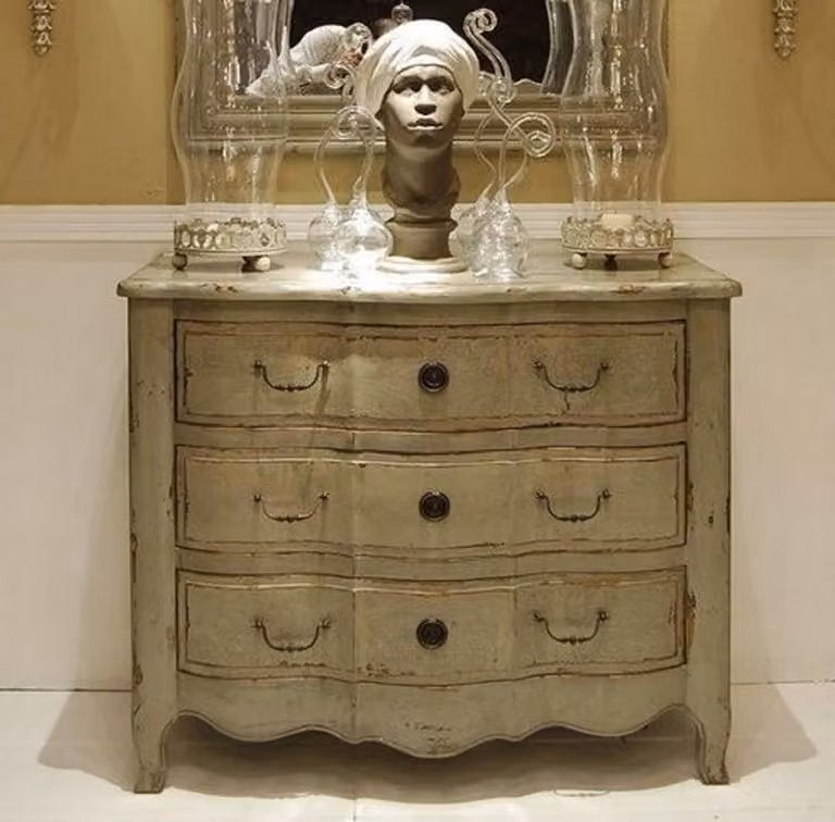 Casa Padrino Luksusowa komoda z litego drewna w stylu rustykalnym z 3 szufladami Antique Grey - Ręcznie robione meble w stylu rustykalnym - Luxury Collection