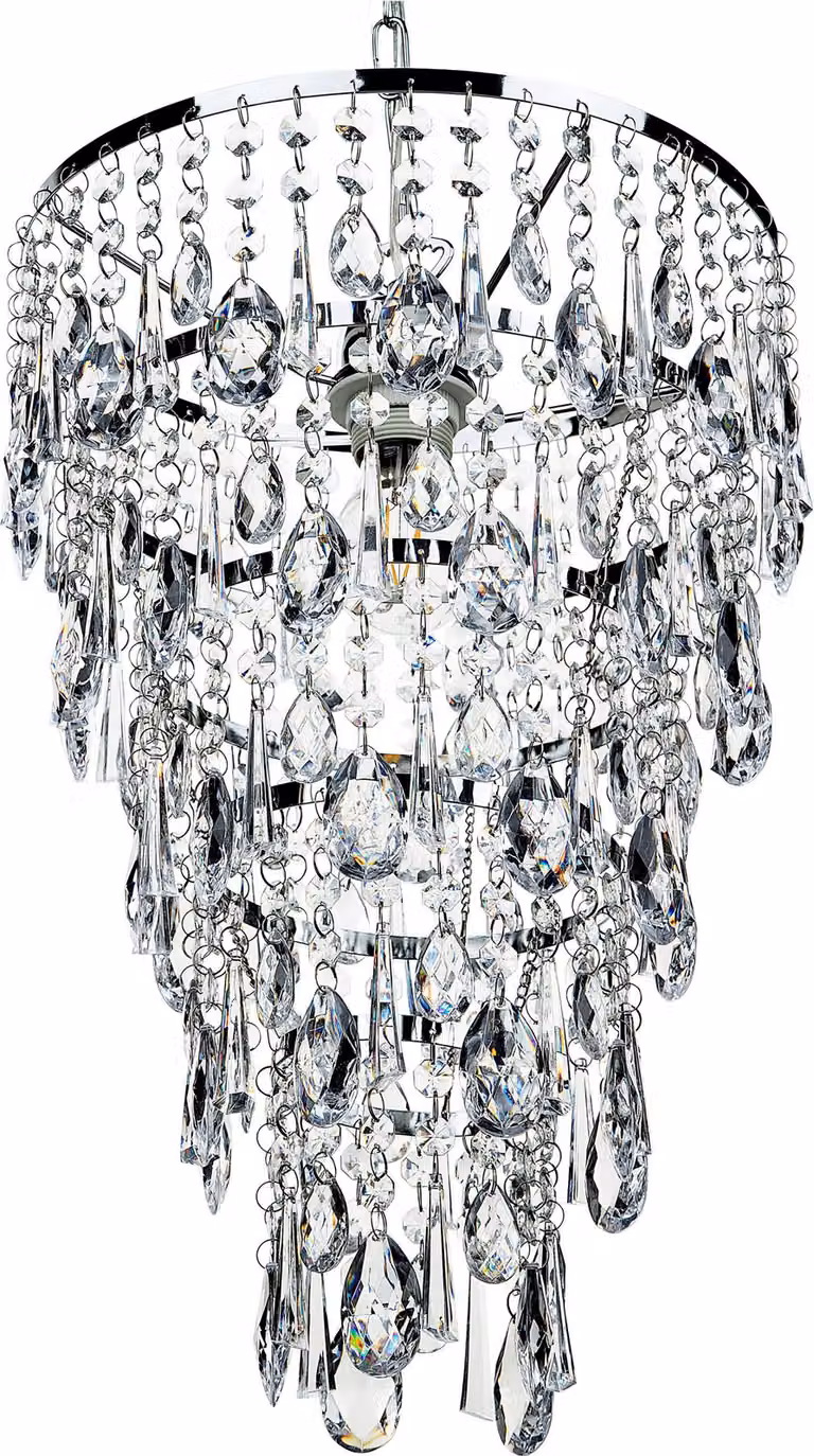 BELIANI Żyrandol kryształowy srebrny metal szkło akrylowe wodospad 100 cm elegancka lampa wisząca styl glam
