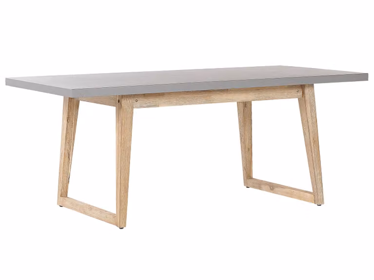 BELIANI Stół do ogrodu szary blat z włóknocementu jasne drewniane nóżki akacja dla 6 osób 180 x 90 cm