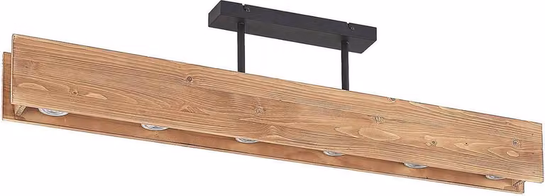 Lampa przysufitowa Lindby Malwin, GU10, 100 cm długości, 6 świateł, drewno