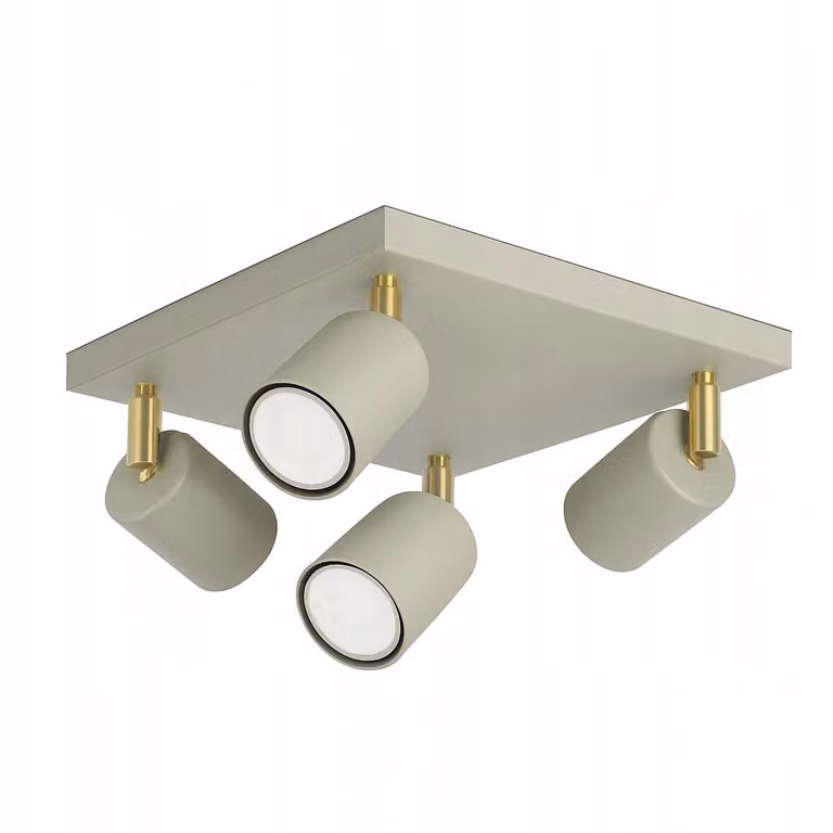 Luxolar – metalowa lampa sufitowa LED z 4 żarówkami, z możliwością obrotu – lampa wisząca, zielona, GU10 15 W – lampa sufitowa do salonu, zielono-złota