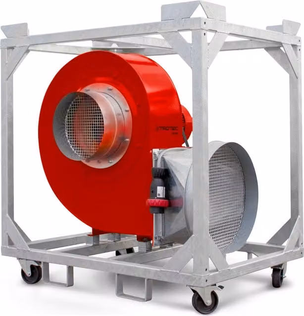 Wentylator promieniowy Trotec TFV 300 Ex w kolorze czerwonym, metalowy, podłogowy