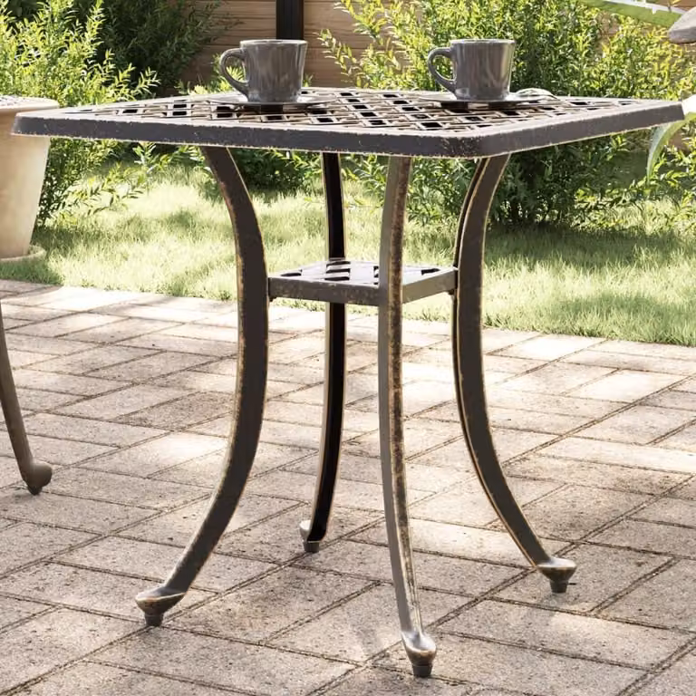 Stół ogrodowy - Meble ogrodowe metalowe - Do użytku na zewnątrz - Odporne na korozję - 53 x 53 cm - Brązowy