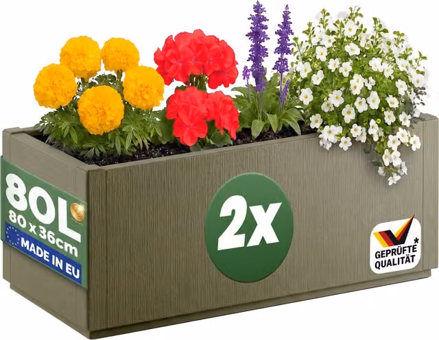Zestaw 2 donic CASARIA w kolorze zielonym, plastikowe donice ogrodowe typu tub, W x S x G: 36 x 36 x 36 cm