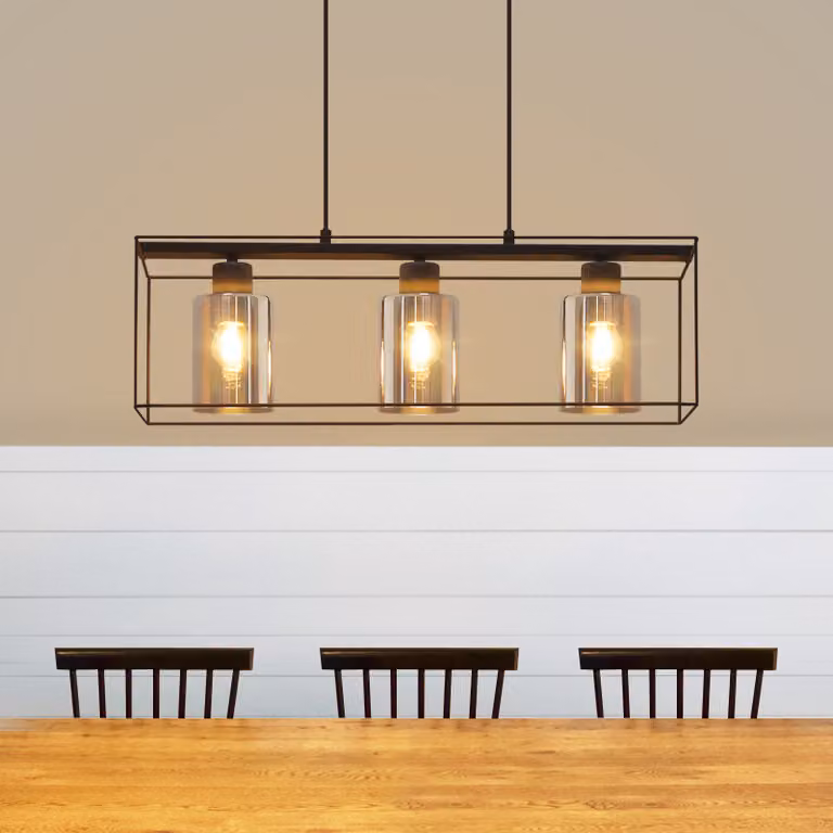 ZMH lampa wisząca czarna lampa wisząca 3 płomienie szklany klosz regulacja wysokości E27 gniazdo vintage lampy wiszące lampy przemysłowe do salonu restauracja kawiarnia bar (bez żarówki)