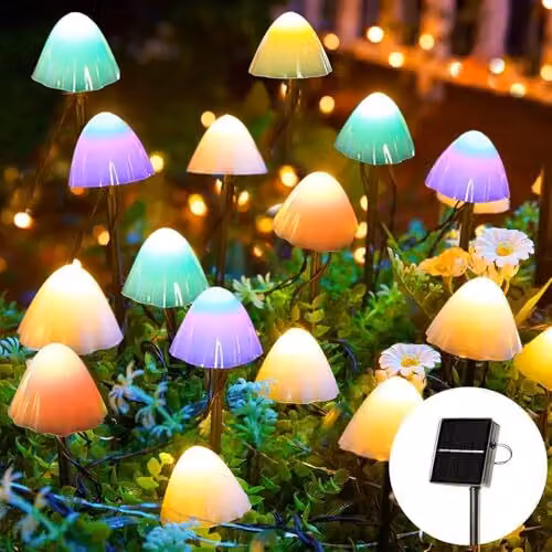 Oświetlenie zewnętrzne Solarfee 20 LED grzyby dekoracja ogrodu, 2 tryby lampa grzybowa wodoodporne figury trawnik balkon patio dekoracja wielkanocna