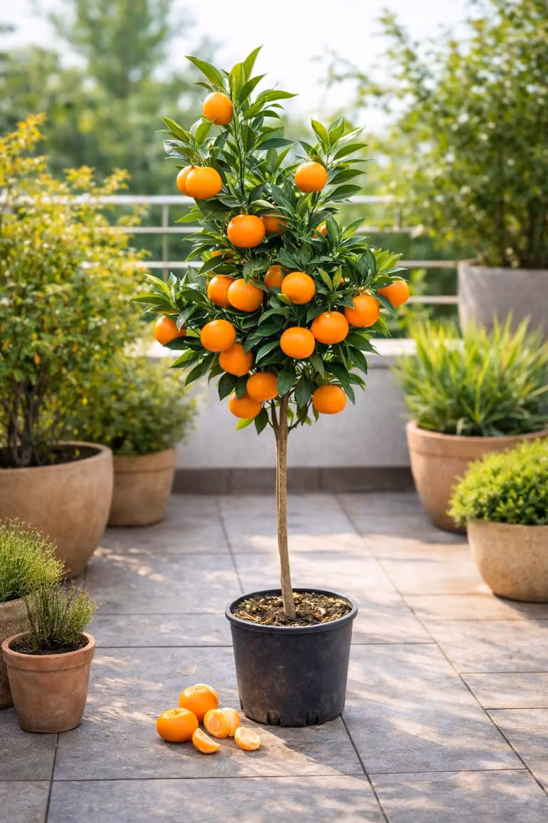 Citrus unshiu – drzewko mandarynkowe Satsuma, 130–160 cm – odporna na zimę mandarynka Satsuma, drzewko cytrusowe na taras, balkon i ogród zimowy
