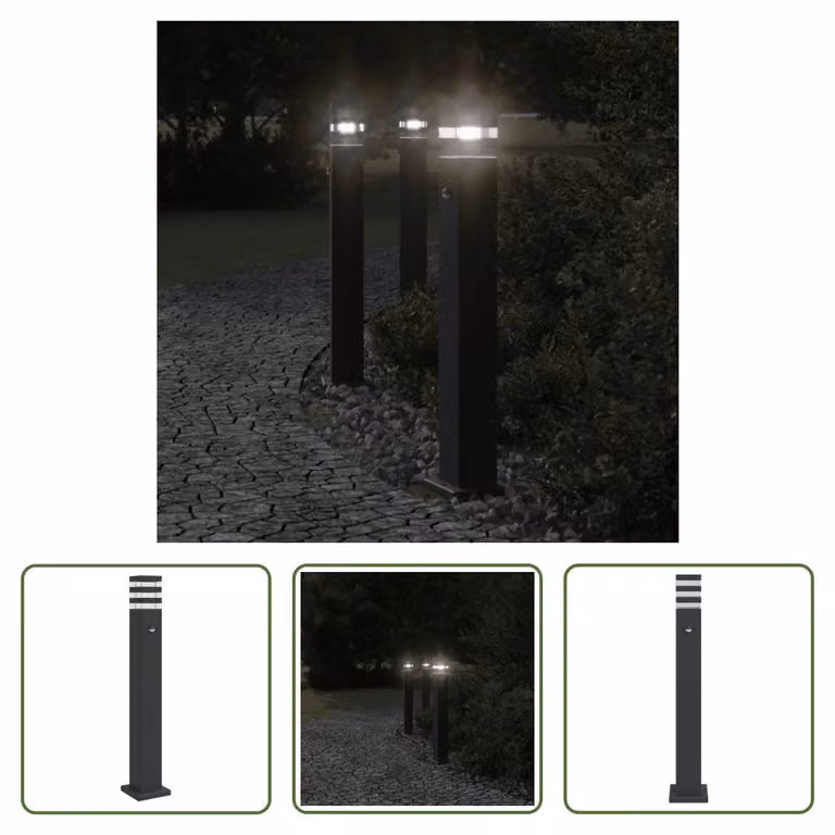 The Living Store Oświetlenie ścieżki z czujnikiem ruchu czarne 80 cm aluminium
