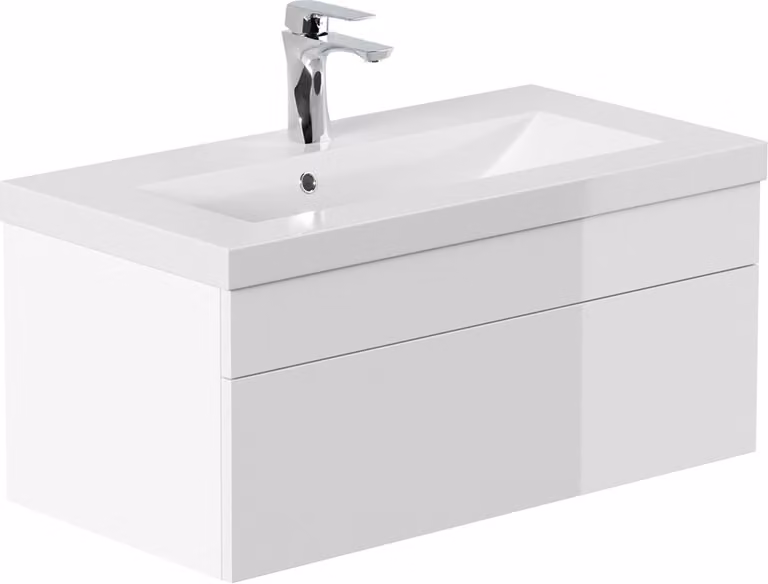 HOME DELUXE - Zestaw mebli łazienkowych - WANGEROOGE BIG Biały - Mały - w komplecie umywalka i kompletne akcesoria - Szerokość umywalki: ok. 80 cm I Meble łazienkowe Umywalka Zestaw mebli łazienkowych