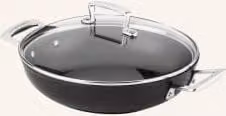 Patelnia Le Creuset z pokrywką szklaną, aluminium, nieprzywierająca, kolor czarny