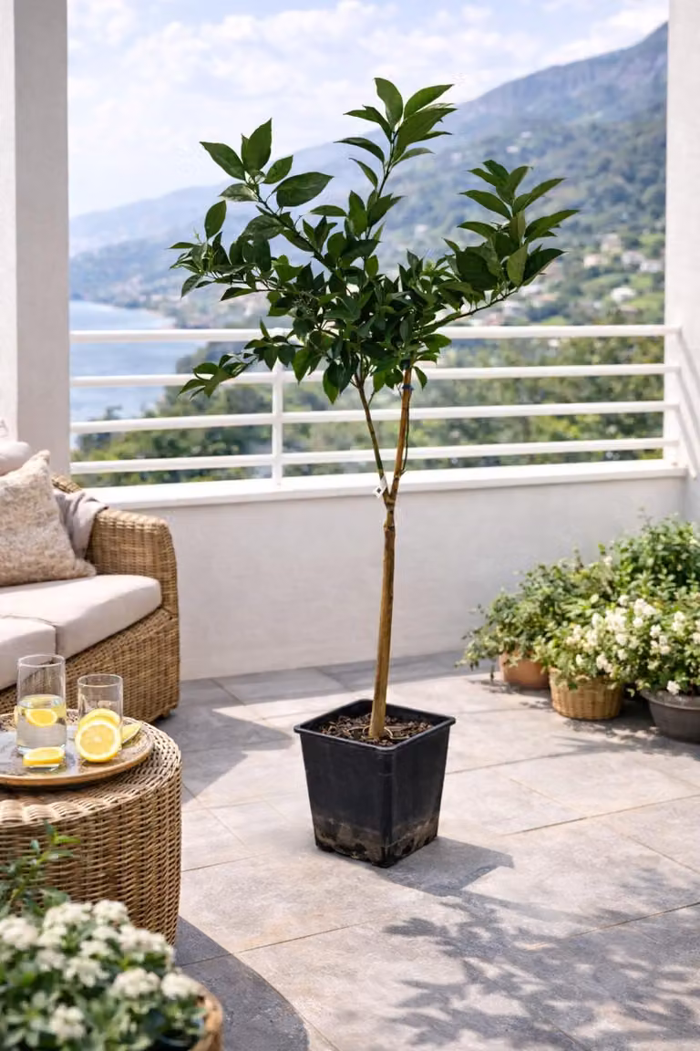 Citrus sinensis „Navelina” 120–140 cm – drzewo pomarańczowe Navelorange, wiecznie zielone drzewo cytrusowe na taras, balkon i ogród zimowy
