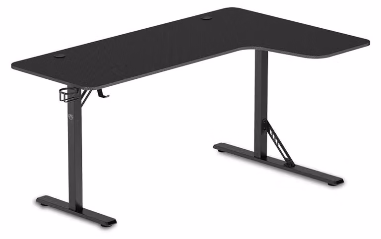 Stół narożny do gier Bureau Gamer - 160 x 60 cm - Metal - Matowy, czarny - Duży biurko komputerowe - Meble do gier