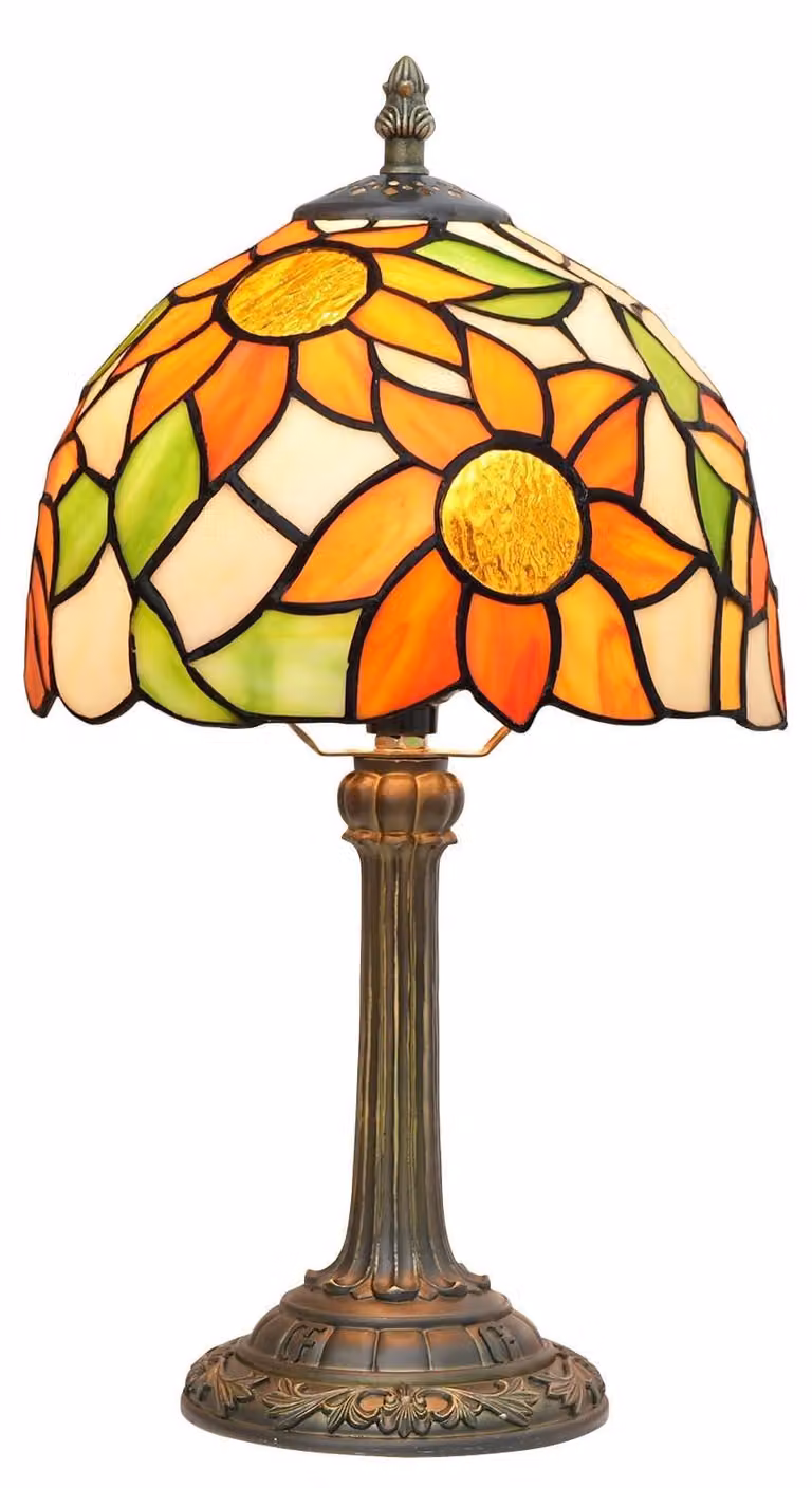 Lampa stołowa nocna - Słonecznik - Szkło kolorowe - 12 W E27 - Sypialnia, salon i biuro