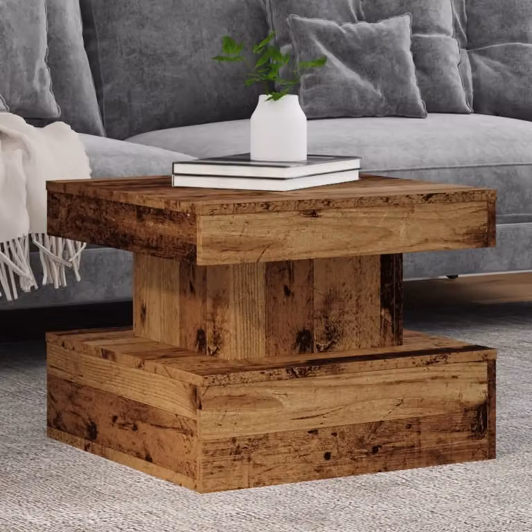 Maison Exclusive – stolik kawowy z oświetleniem LED, wygląd starego drewna, 50 x 50 x 40 cm