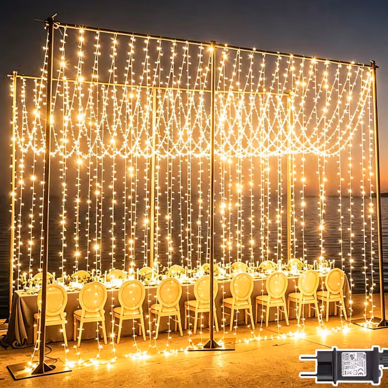 Ścianka dekoracyjna LED "yowin", zewnętrzna, 6m x 3m, 600 diod LED, zasilana prądem – ciepła biel