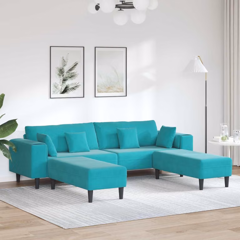 VidaXL Sofa, 3 sztuki, turkusowy, aksamit