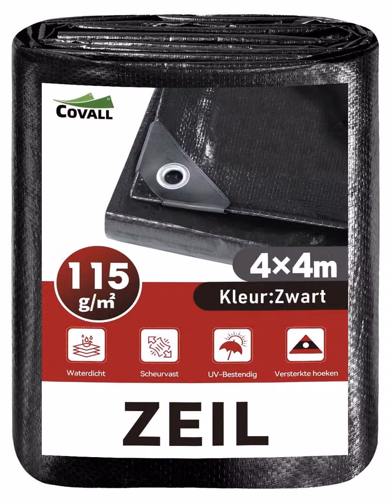 Pokrowce ochronne na meble ogrodowe - 115 g/m² - odporne na promieniowanie UV - czarne - 4 x 4 m
