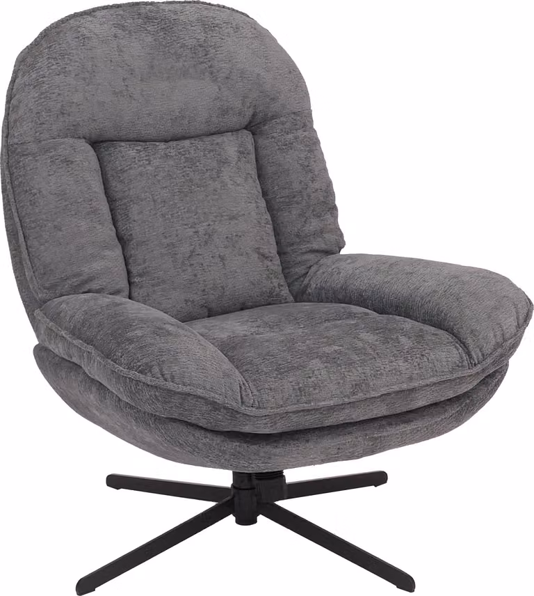 Leżanka MCW-P32, fotel TV, zawieszenie nosag, fotel tapicerowany, obrotowy metal tkanina/tkanina szenilowa (370 g/m²) ~ szary