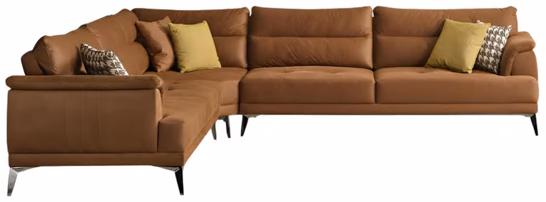 Narożnik nowoczesny, brązowy, designerski, wygodny, minimalistyczny, obity tkaniną