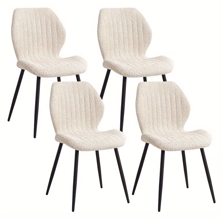 Krzesło do jadalni – Krzesło typu "skorupa" – Krzesło obrotowe – Styl mid-century modern – Ergonomiczne – Tapicerka w kolorze beżowym – Zestaw 4 sztuk